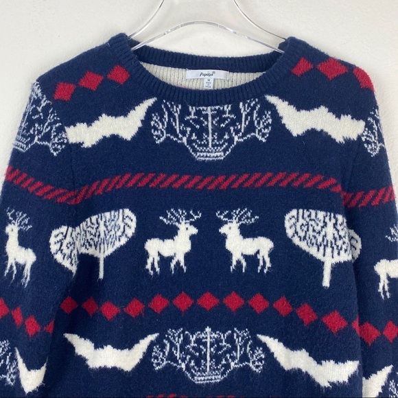 PAPAYA Fuzzy Furry Reindeer Christmas Sweater Med - Picture 3 of 8